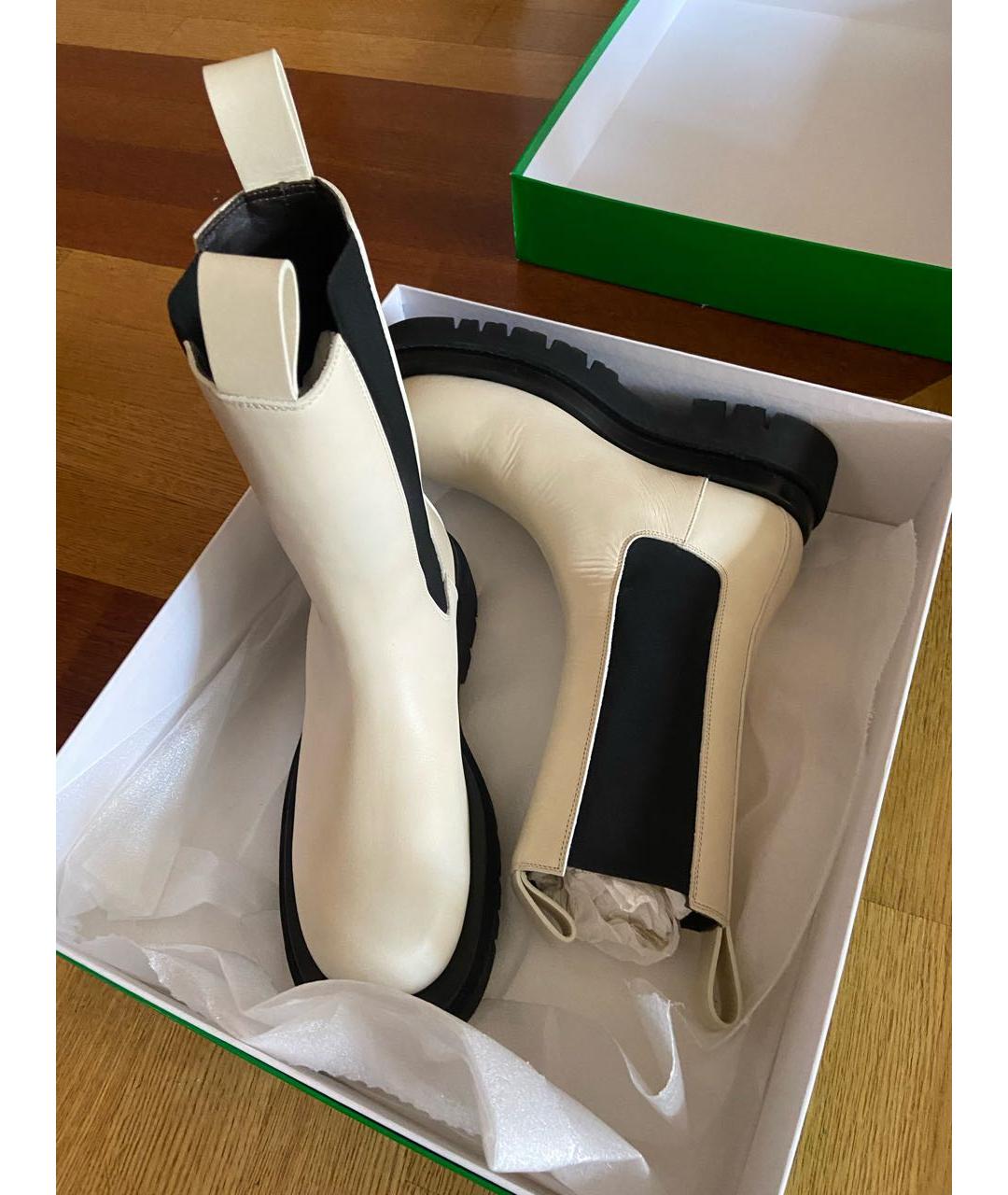 BOTTEGA VENETA Белые кожаные ботинки, фото 3