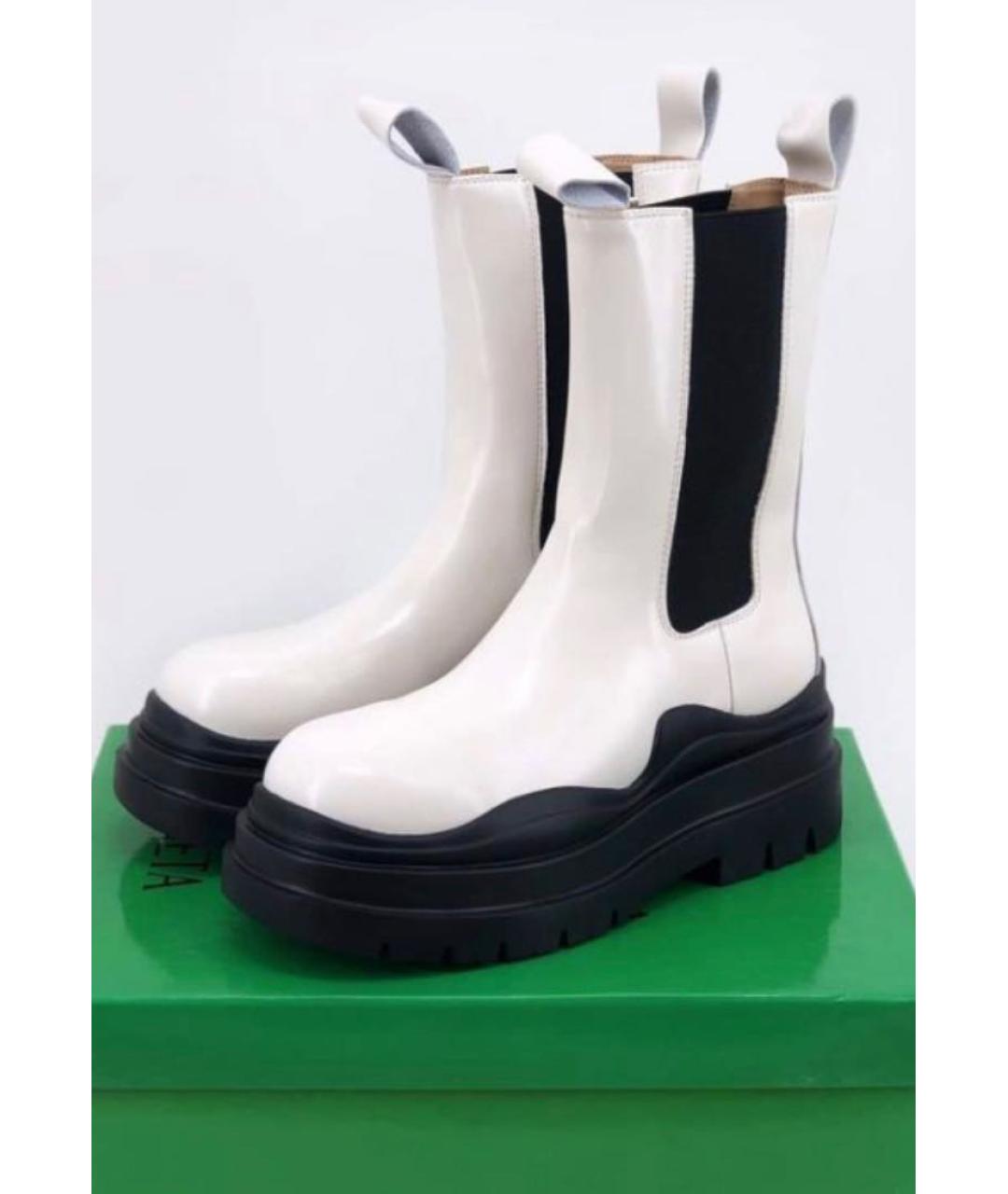 BOTTEGA VENETA Белые кожаные ботинки, фото 5