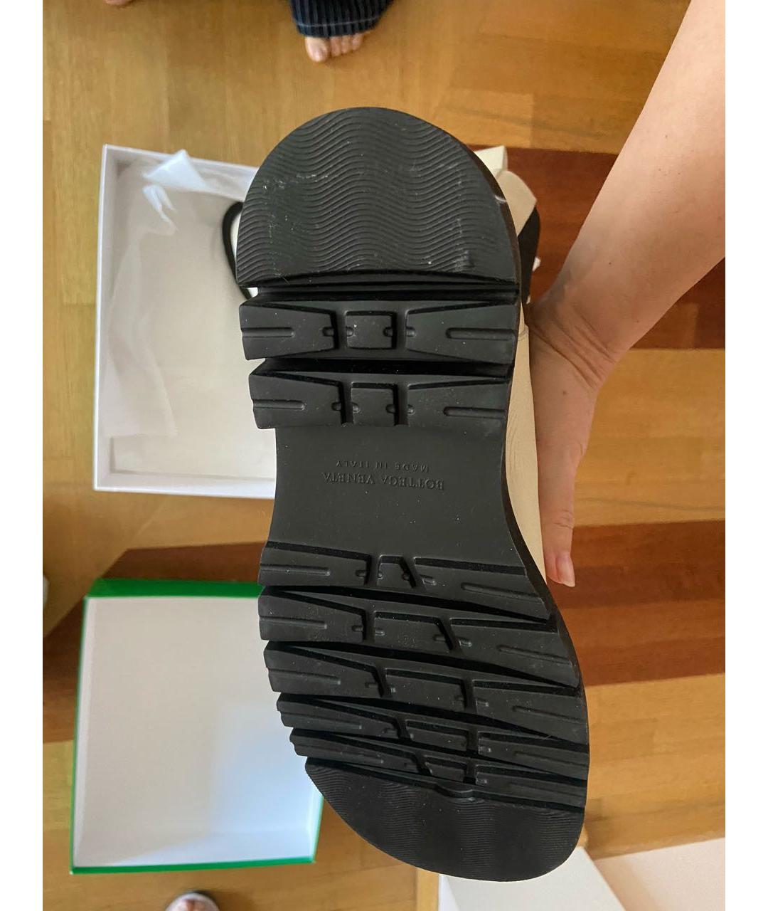 BOTTEGA VENETA Белые кожаные ботинки, фото 4