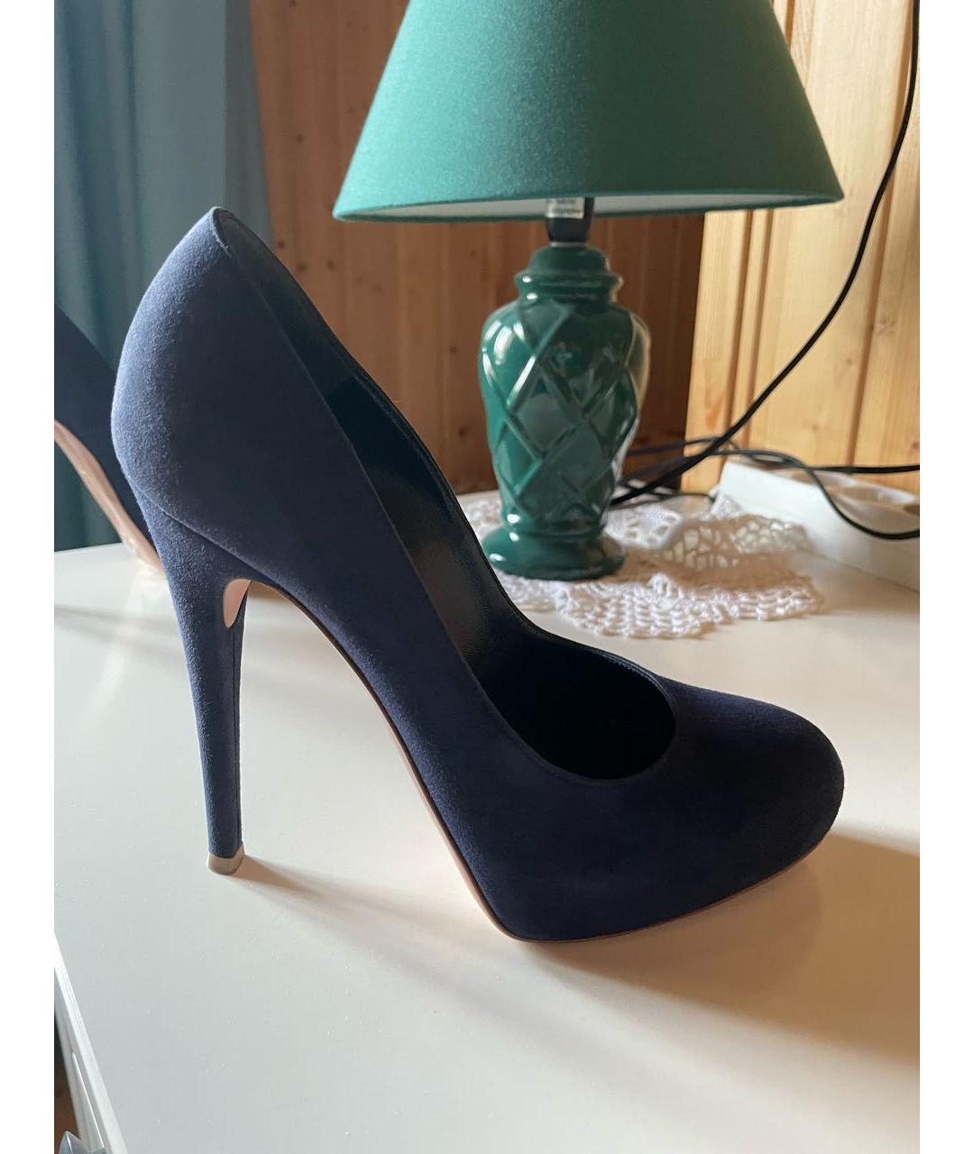 GIANVITO ROSSI Темно-синие замшевые туфли, фото 7