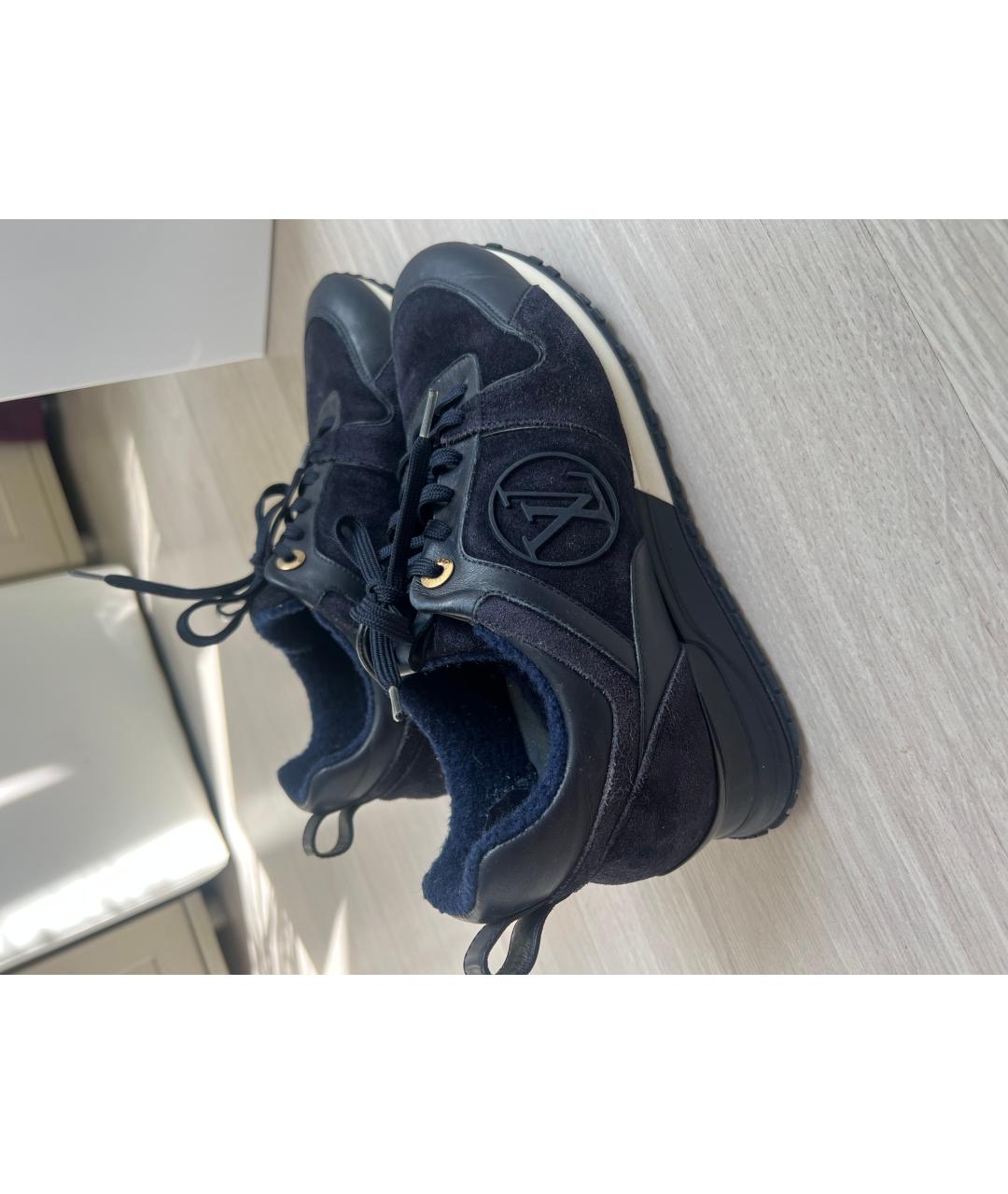 LOUIS VUITTON Темно-синие замшевые кроссовки, фото 8