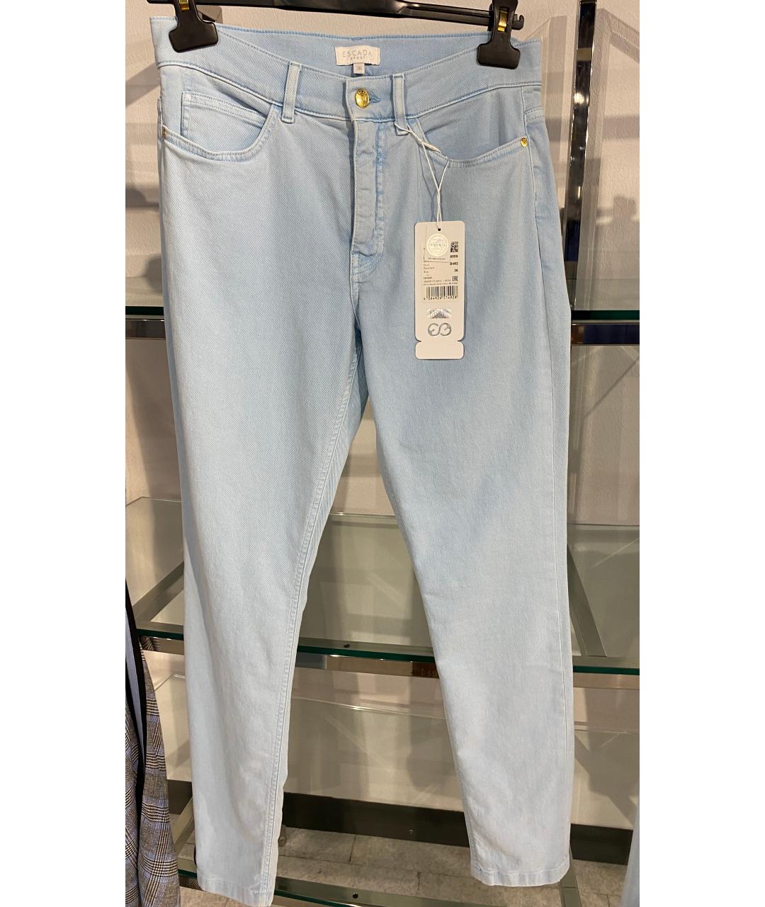 ESCADA Голубые хлопко-эластановые прямые джинсы, фото 7