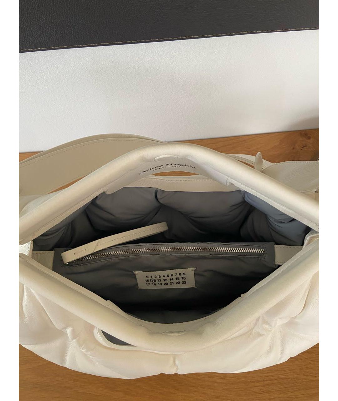 MAISON MARGIELA Белая кожаная сумка через плечо, фото 4