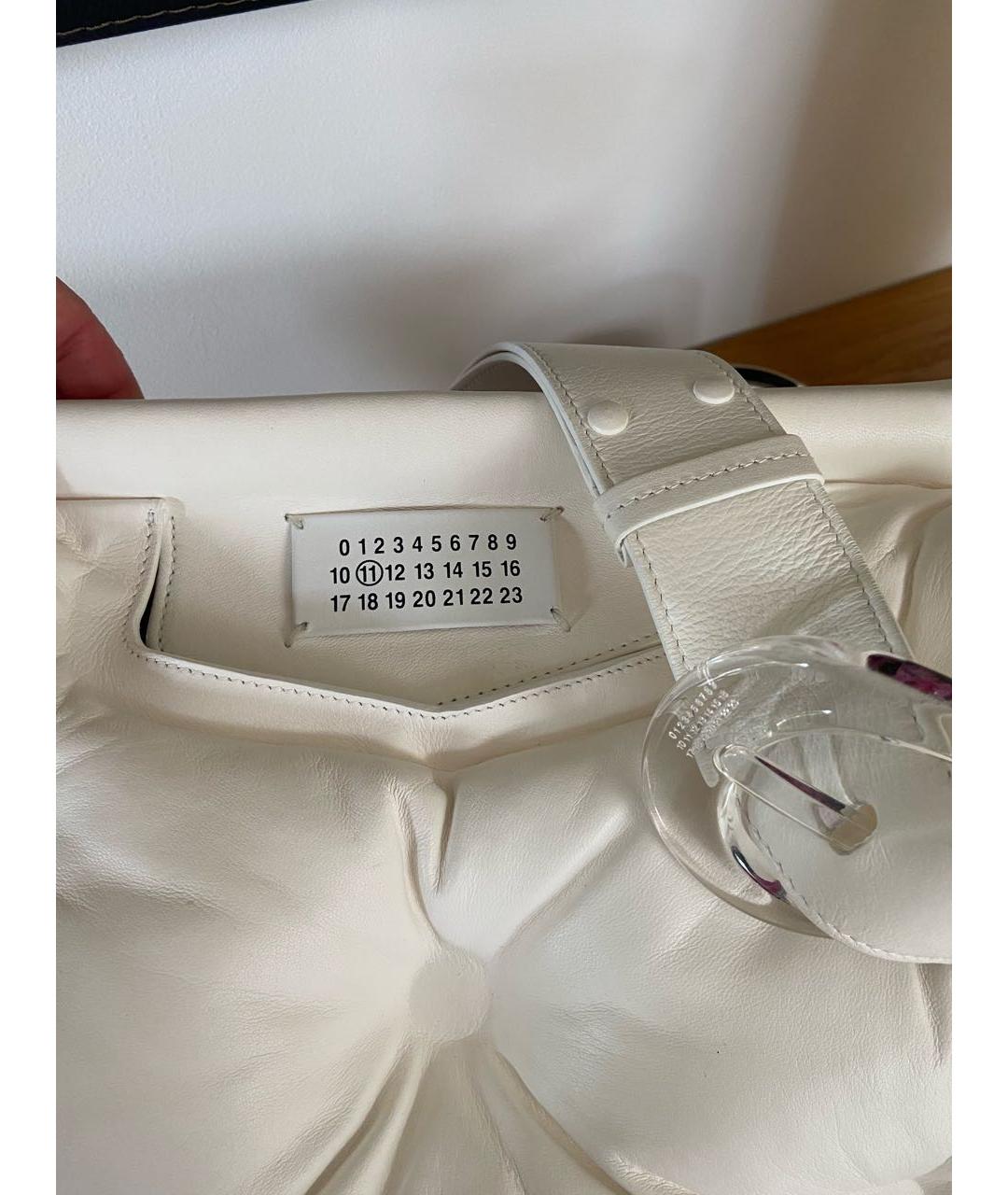 MAISON MARGIELA Белая кожаная сумка через плечо, фото 5