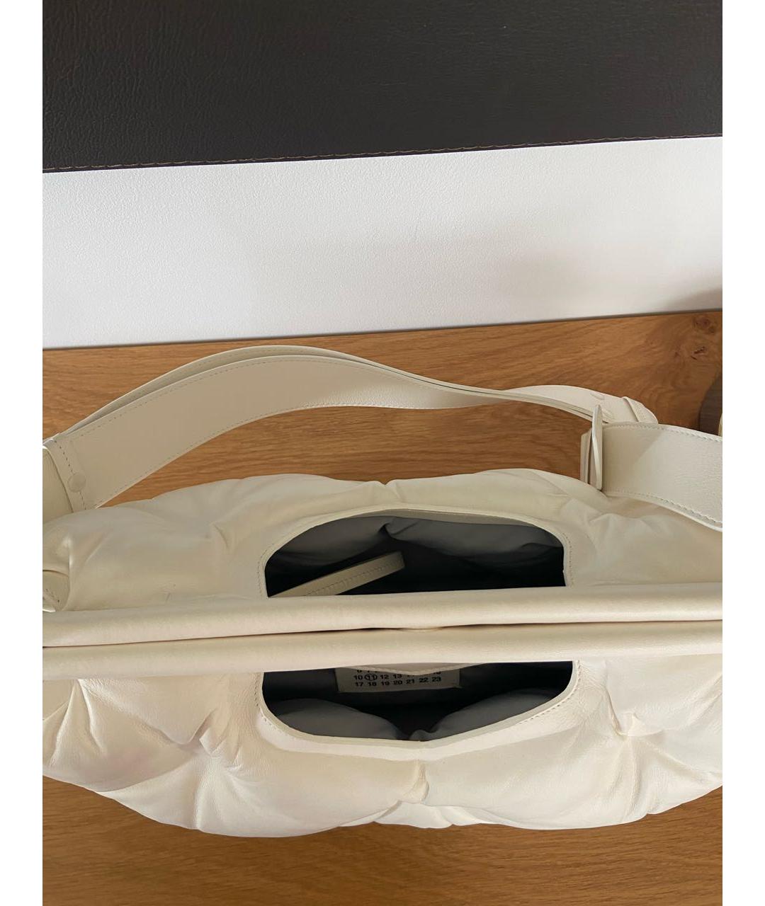 MAISON MARGIELA Белая кожаная сумка через плечо, фото 6