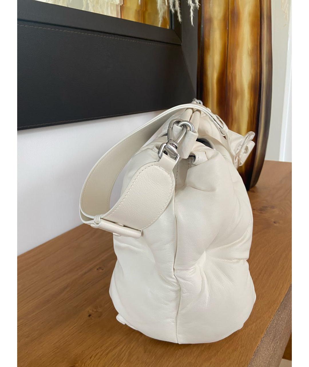 MAISON MARGIELA Белая кожаная сумка через плечо, фото 3