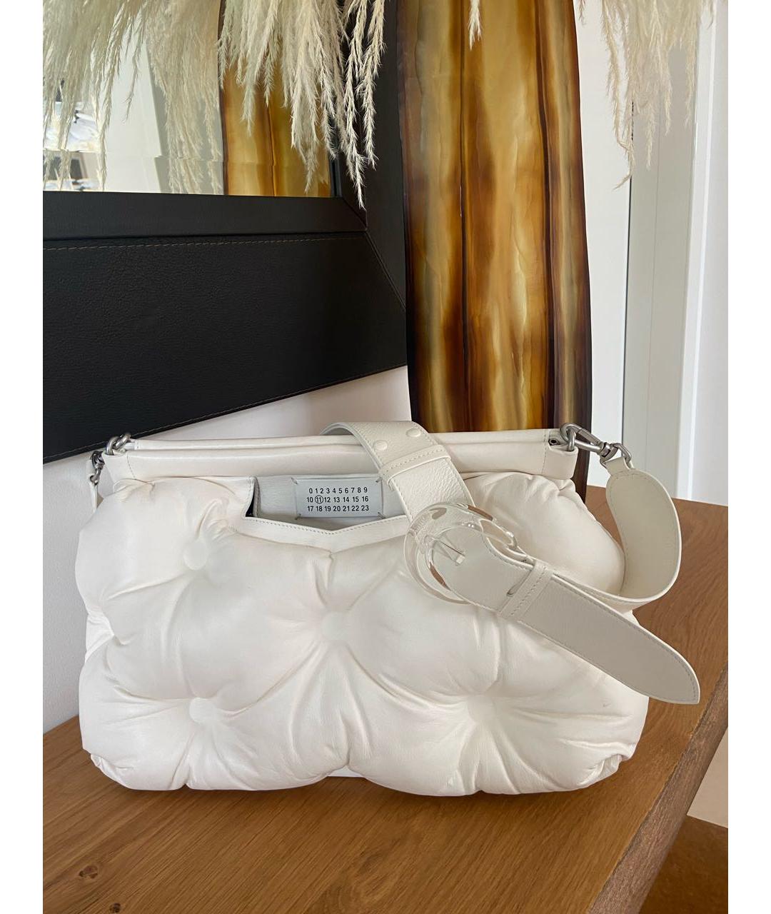 MAISON MARGIELA Белая кожаная сумка через плечо, фото 9