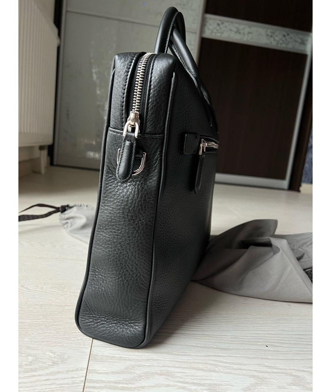 CANALI Черный кожаный портфель, фото 6