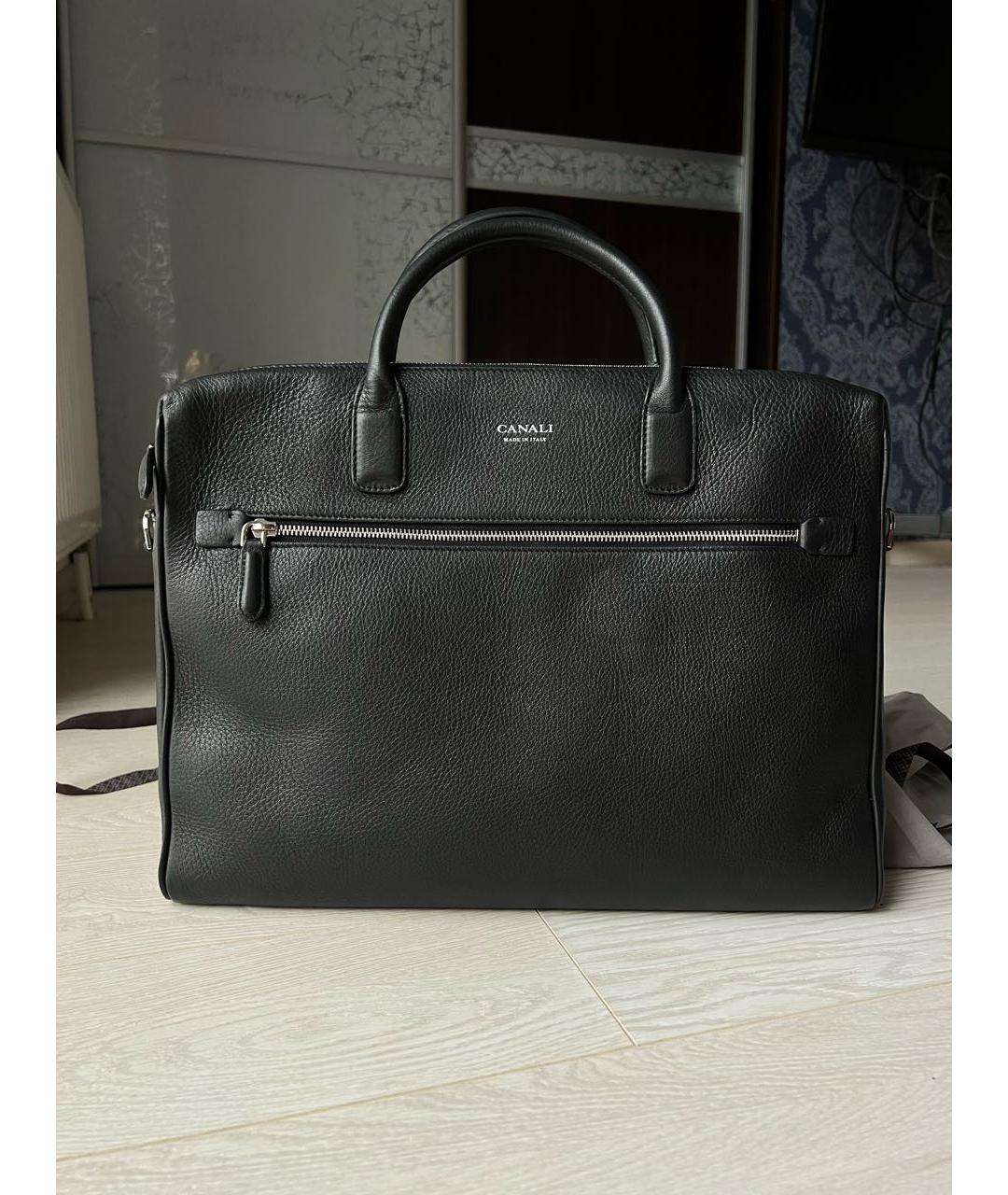 CANALI Черный кожаный портфель, фото 2