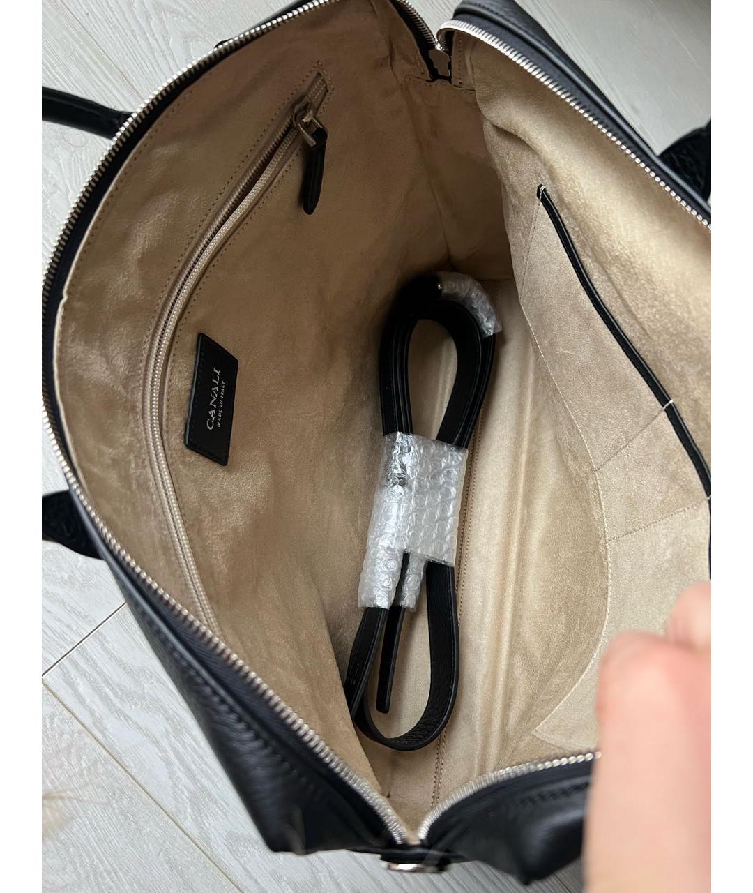 CANALI Черный кожаный портфель, фото 4