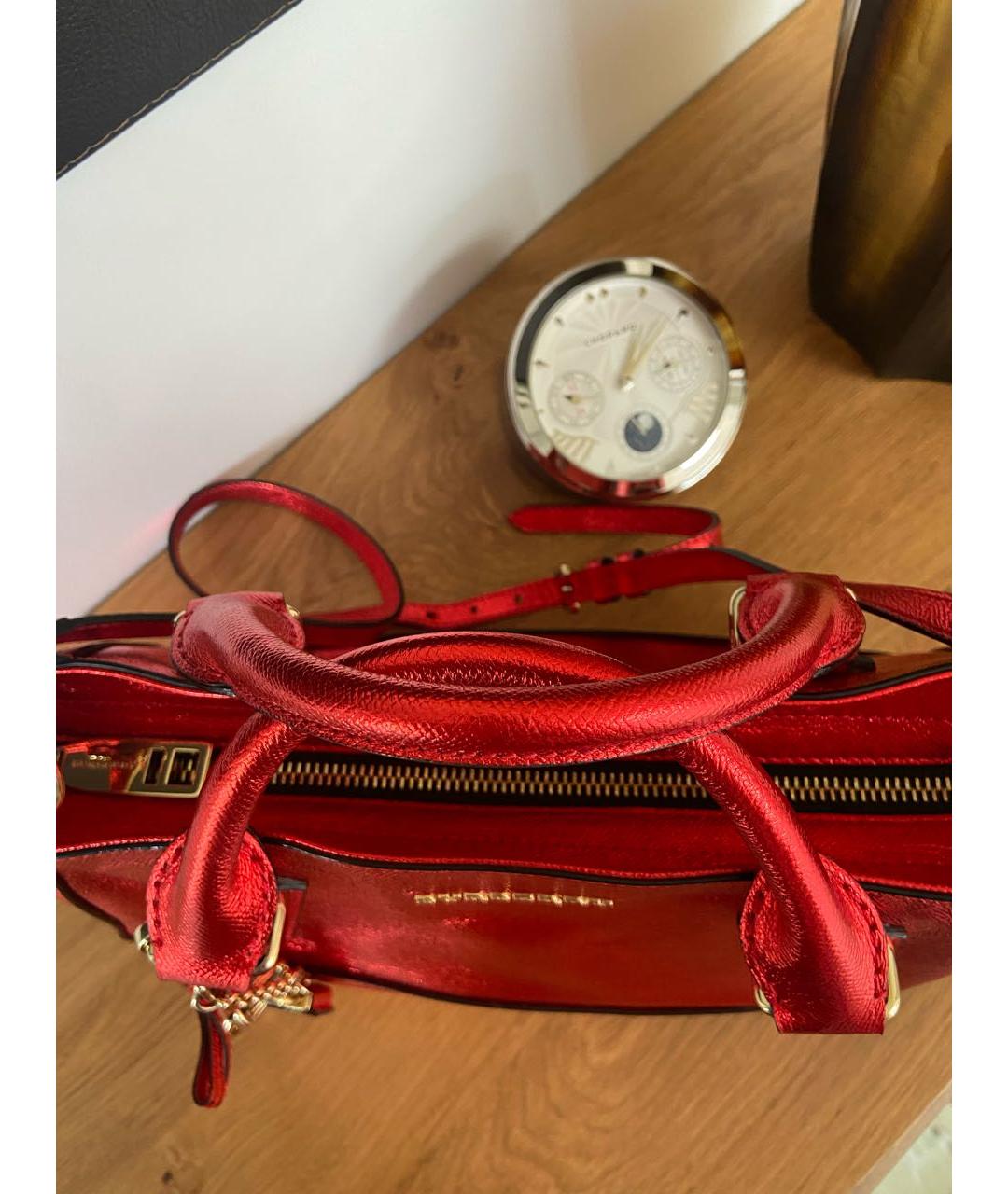 BURBERRY Красная кожаная сумка с короткими ручками, фото 6