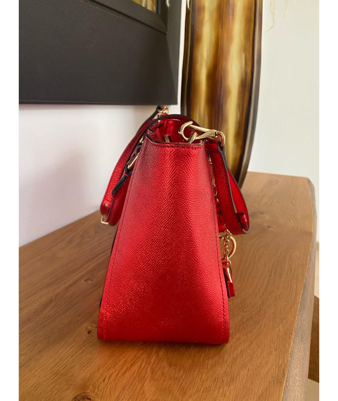 BURBERRY Красная кожаная сумка с короткими ручками, фото 5