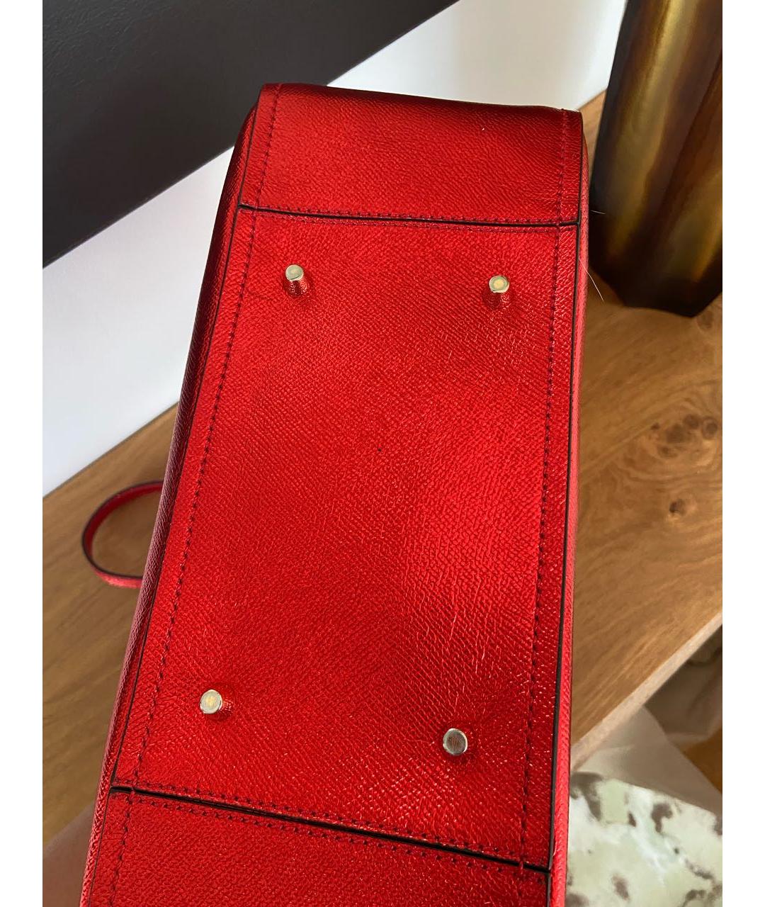 BURBERRY Красная кожаная сумка с короткими ручками, фото 8