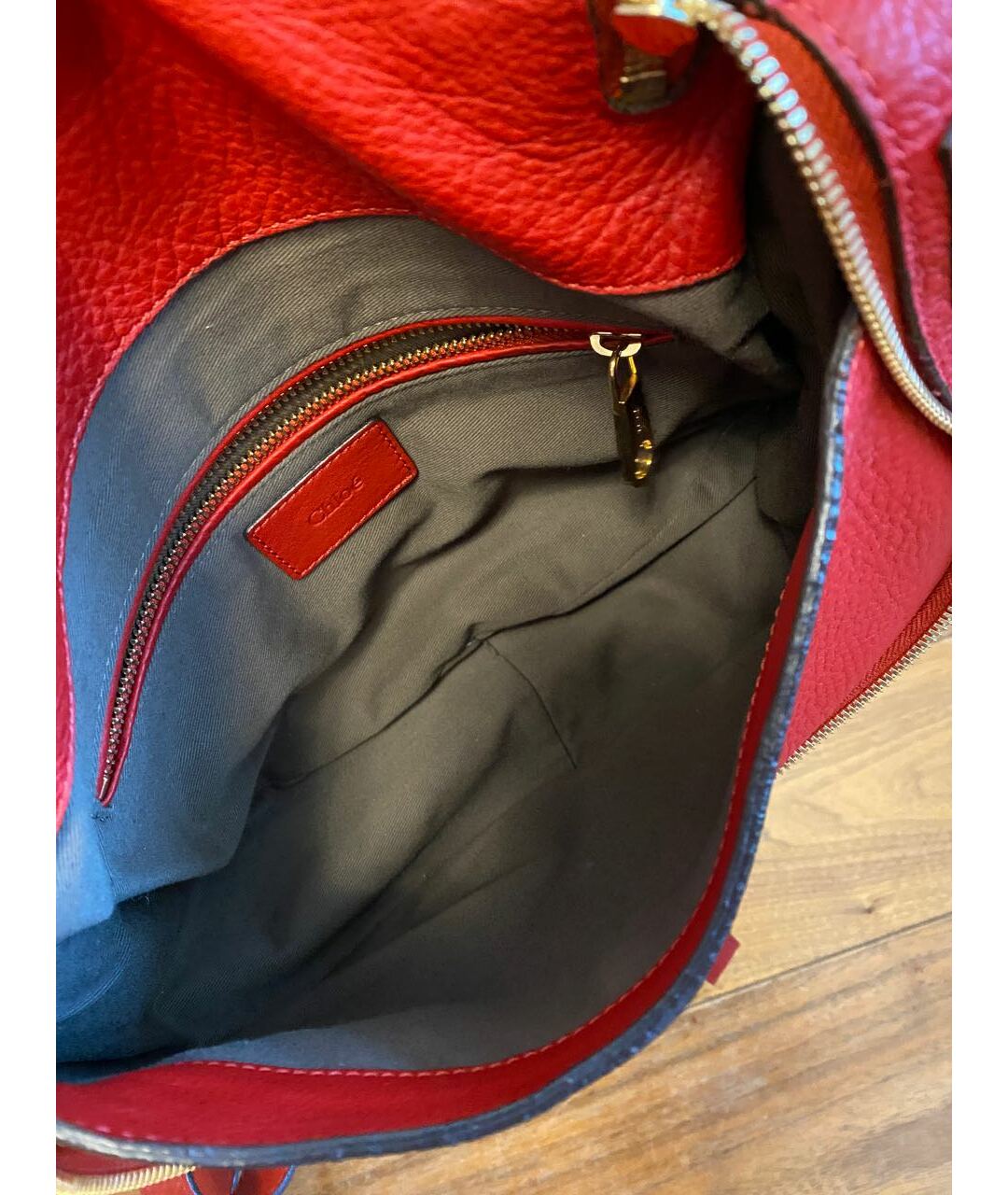 CHLOE Красная кожаная сумка тоут, фото 4