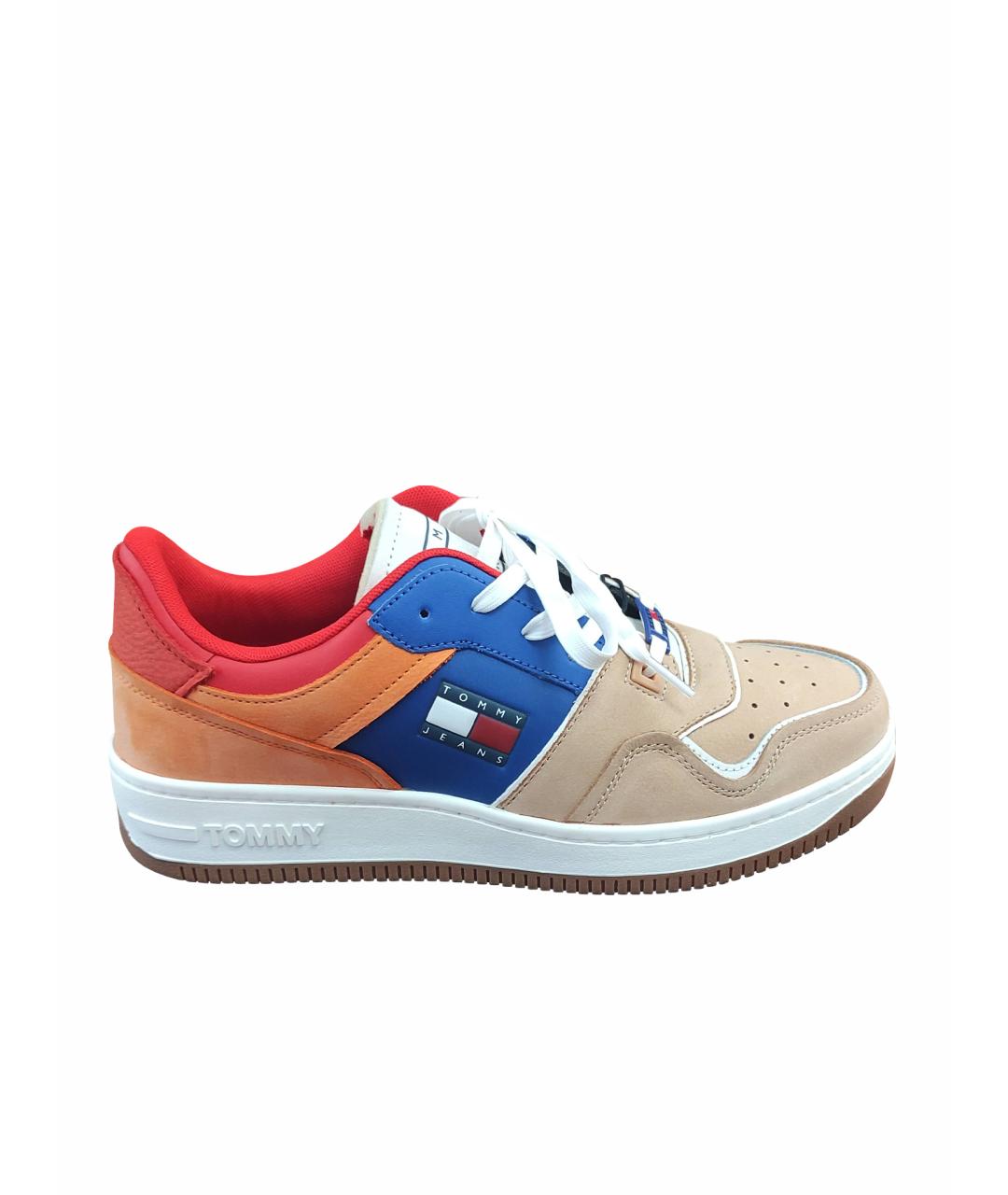 TOMMY HILFIGER Бежевые кожаные низкие кроссовки / кеды, фото 1