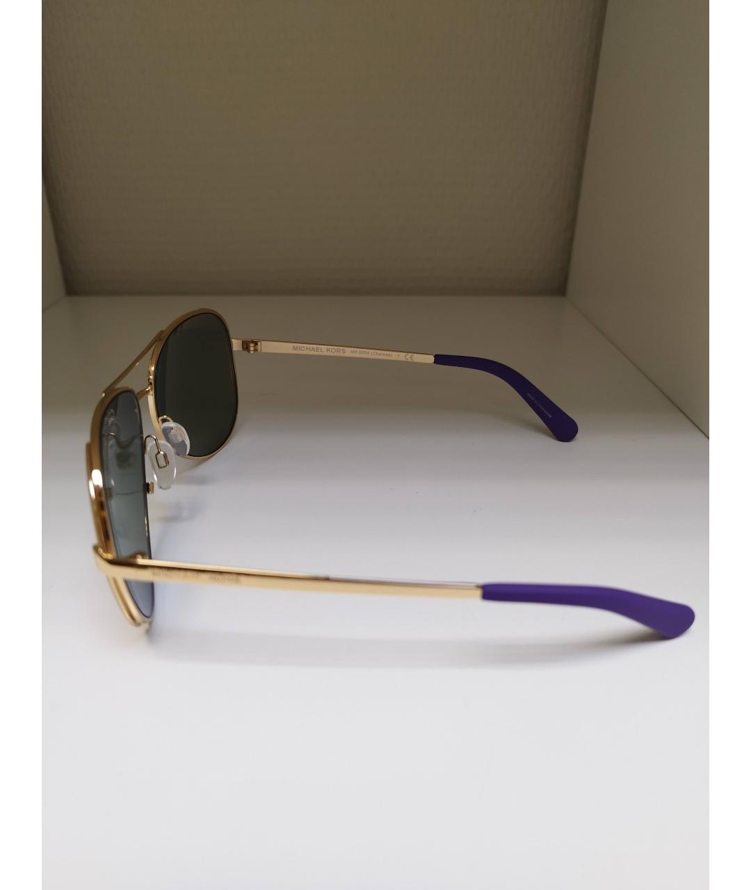 MICHAEL KORS Золотые металлические солнцезащитные очки, фото 6