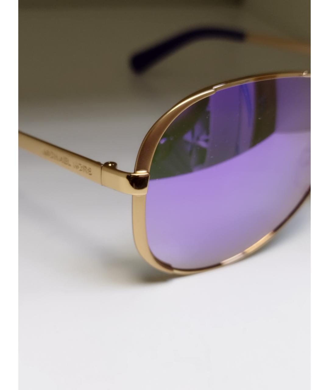 MICHAEL KORS Золотые металлические солнцезащитные очки, фото 3