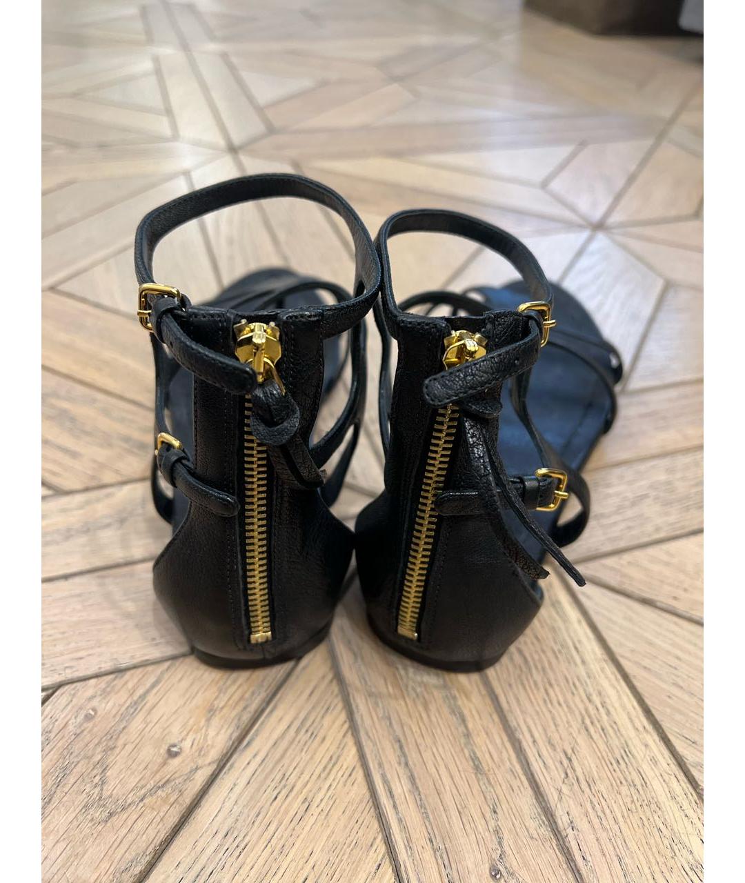 MIU MIU Черные кожаные сандалии, фото 4