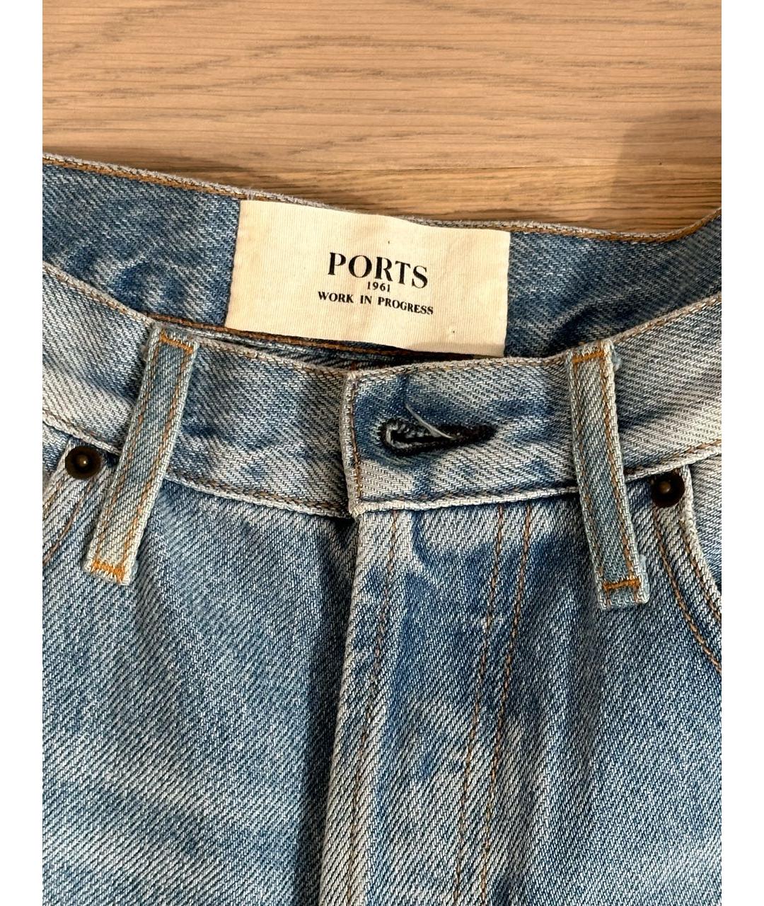 PORTS 1961 Синие хлопковые прямые джинсы, фото 3