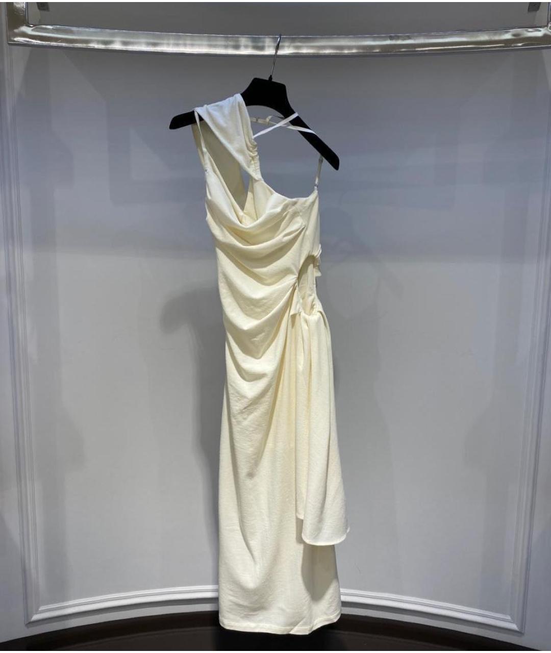 JACQUEMUS Белое коктейльное платье, фото 3