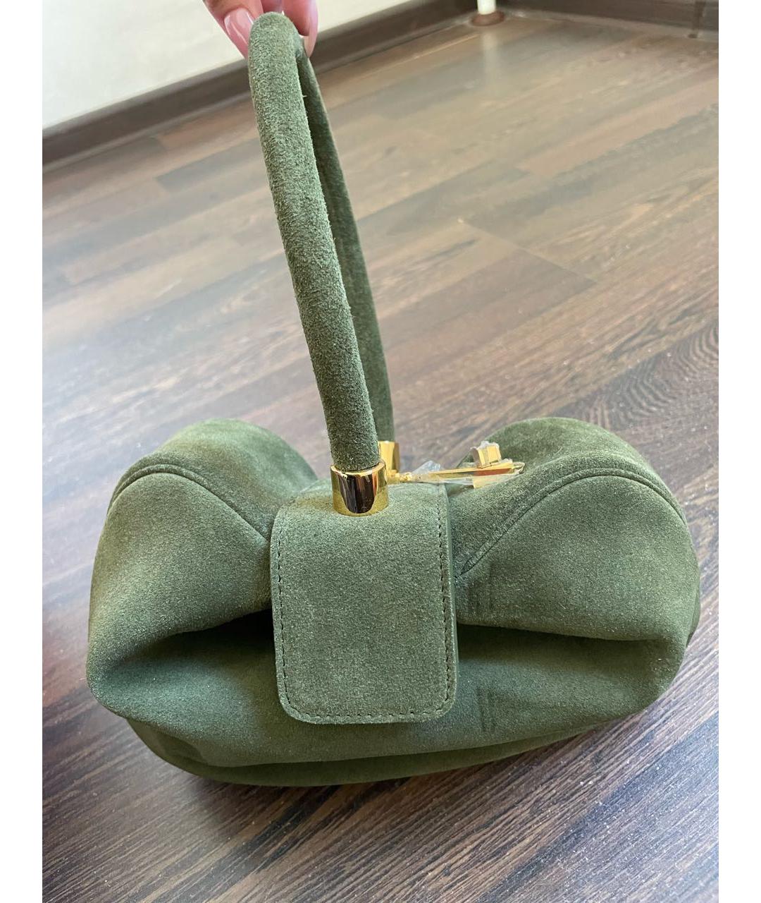 GABRIELA HEARST Зеленая замшевая сумка с короткими ручками, фото 4
