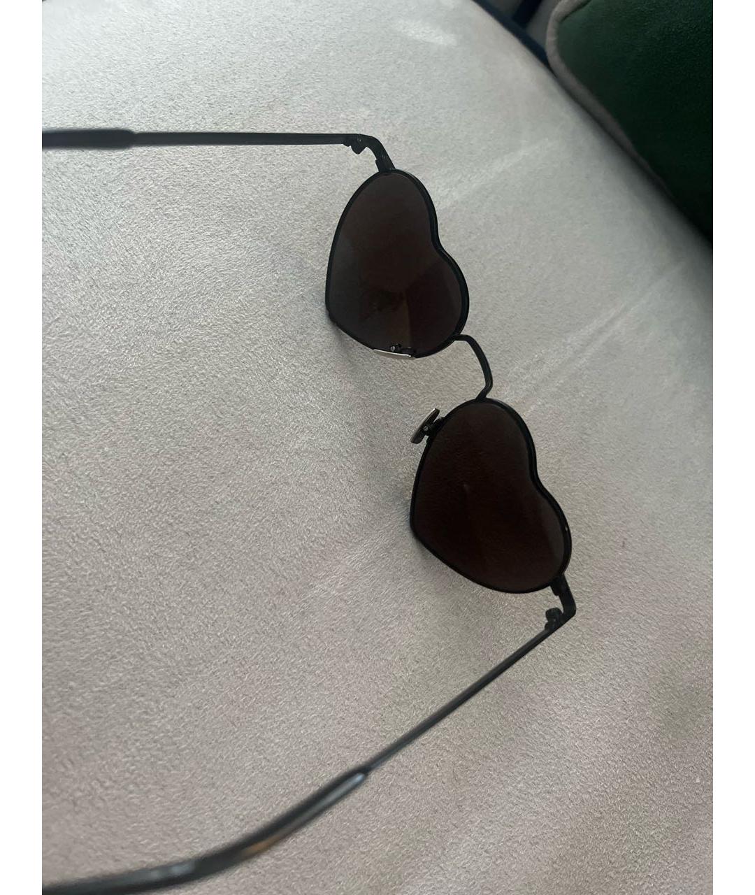 SAINT LAURENT Черные металлические солнцезащитные очки, фото 2
