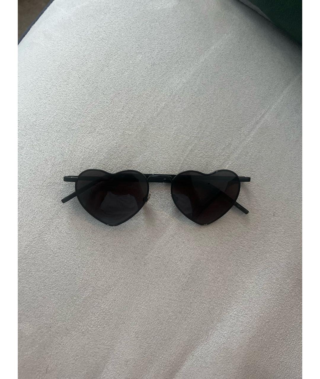 SAINT LAURENT Черные металлические солнцезащитные очки, фото 4