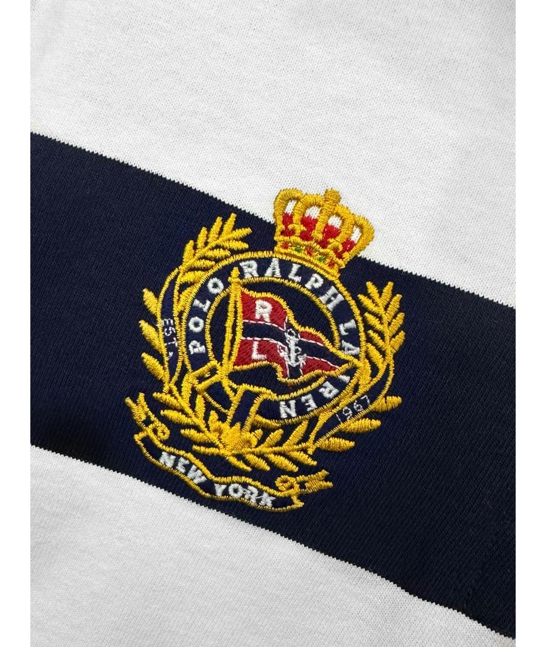 POLO RALPH LAUREN Темно-синее хлопковое поло с длинным рукавом, фото 5