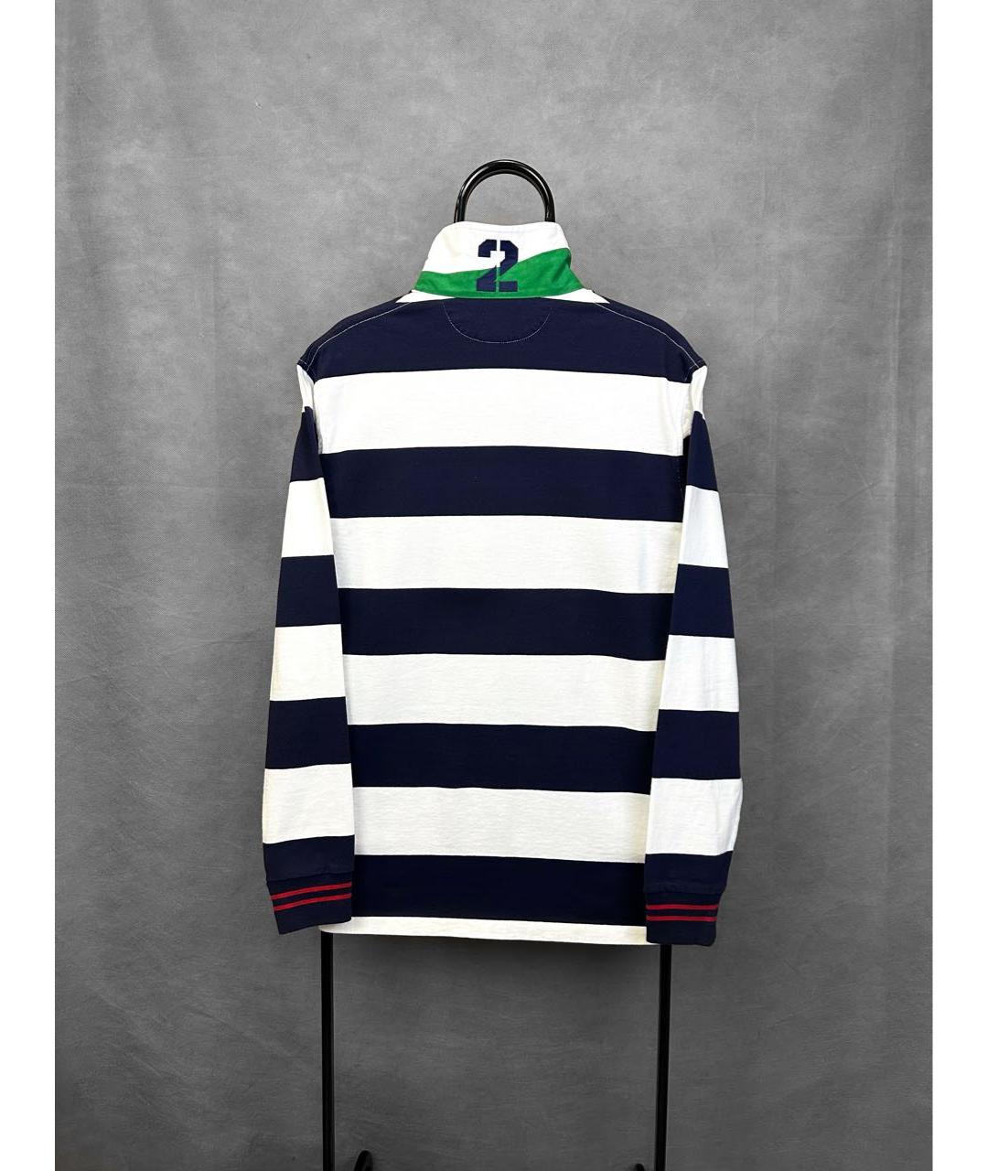 POLO RALPH LAUREN Темно-синее хлопковое поло с длинным рукавом, фото 2