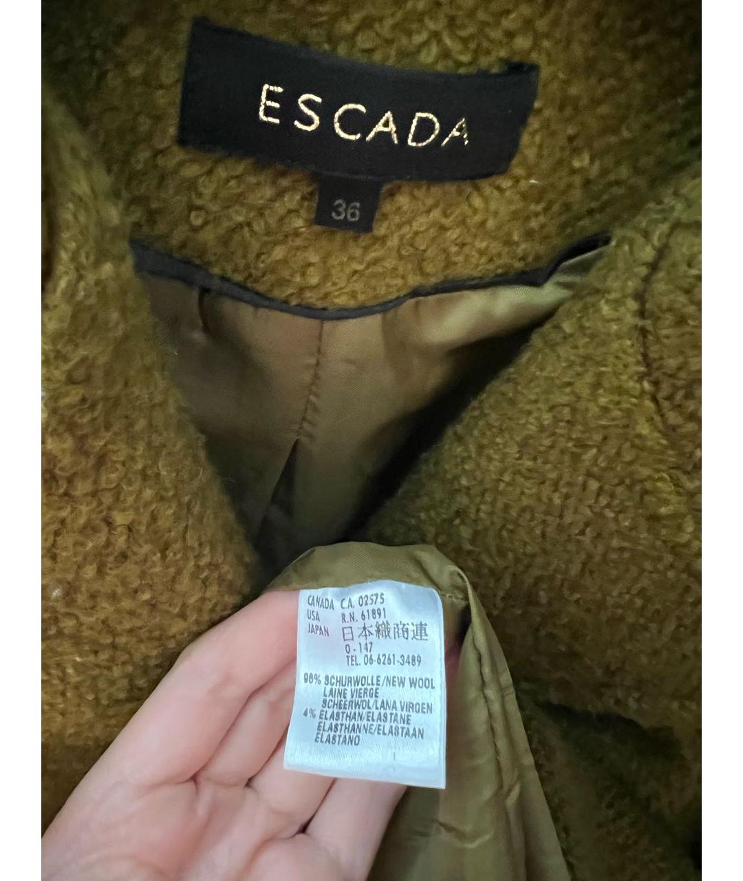 ESCADA Зеленые шерстяное пальто, фото 3