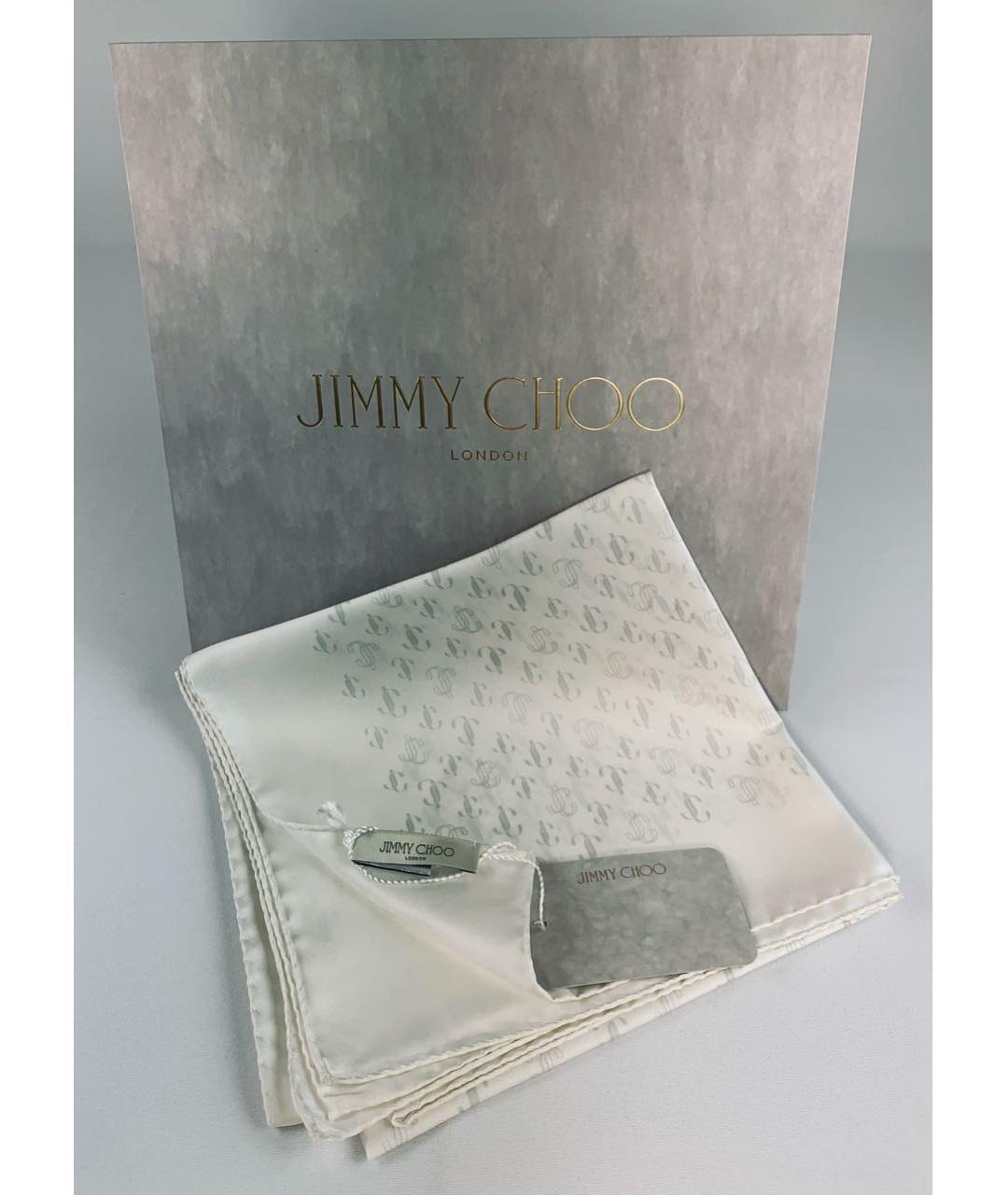 JIMMY CHOO Белый шелковый платок, фото 5