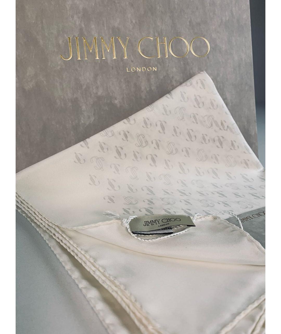 JIMMY CHOO Белый шелковый платок, фото 6