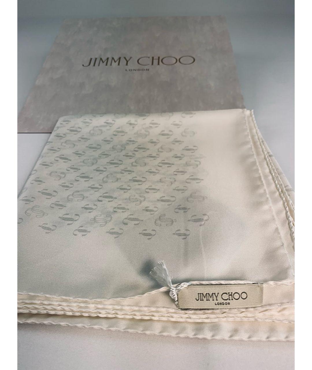 JIMMY CHOO Белый шелковый платок, фото 4