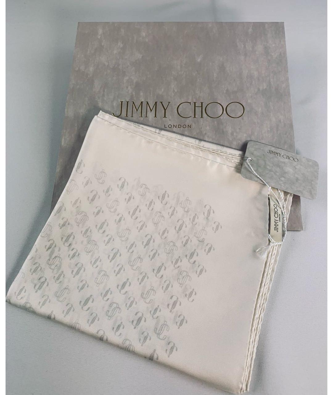 JIMMY CHOO Белый шелковый платок, фото 7