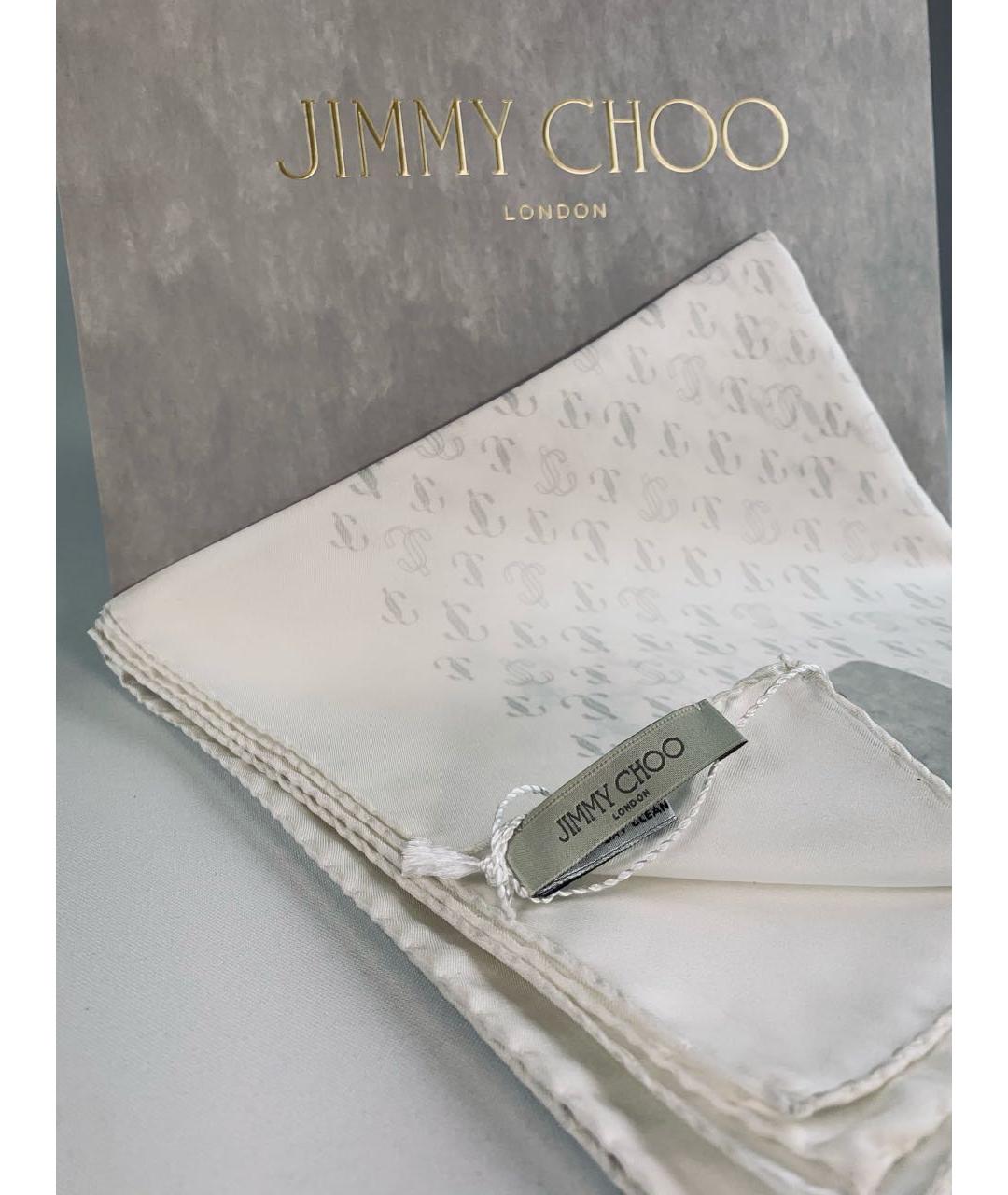 JIMMY CHOO Белый шелковый платок, фото 3