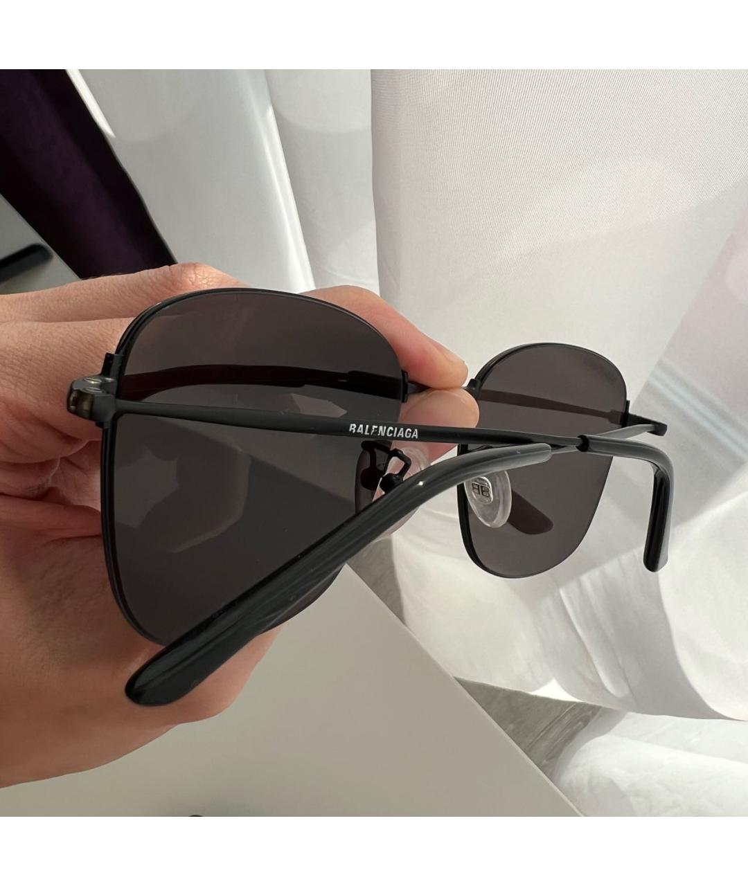 BALENCIAGA Черные металлические солнцезащитные очки, фото 5