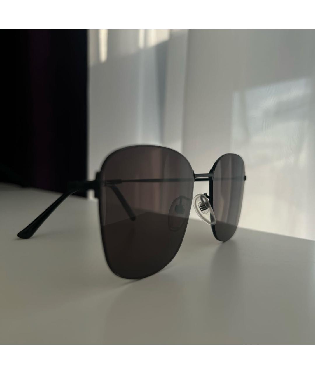 BALENCIAGA Черные металлические солнцезащитные очки, фото 2