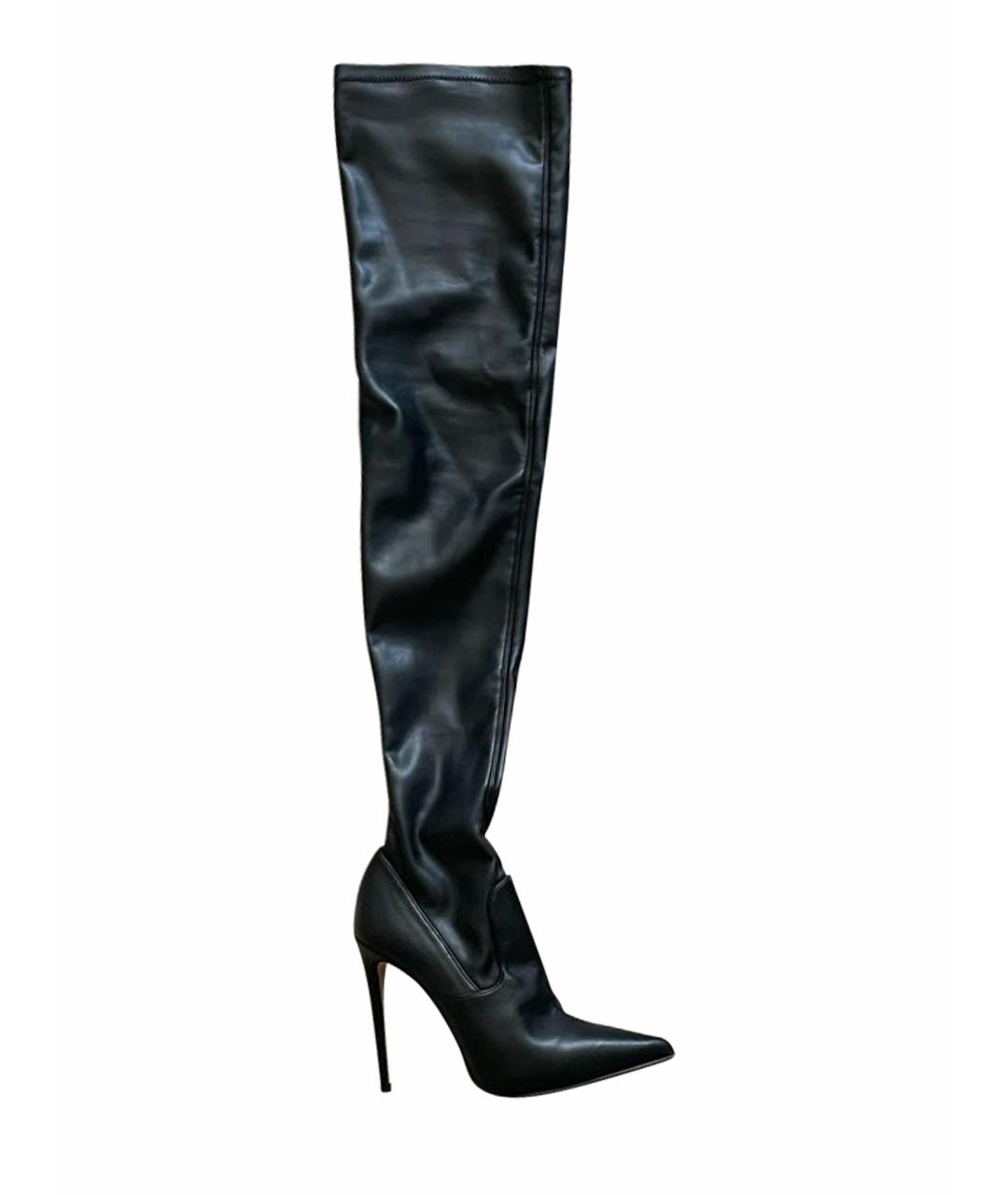 LE SILLA Черные кожаные ботфорты, фото 1