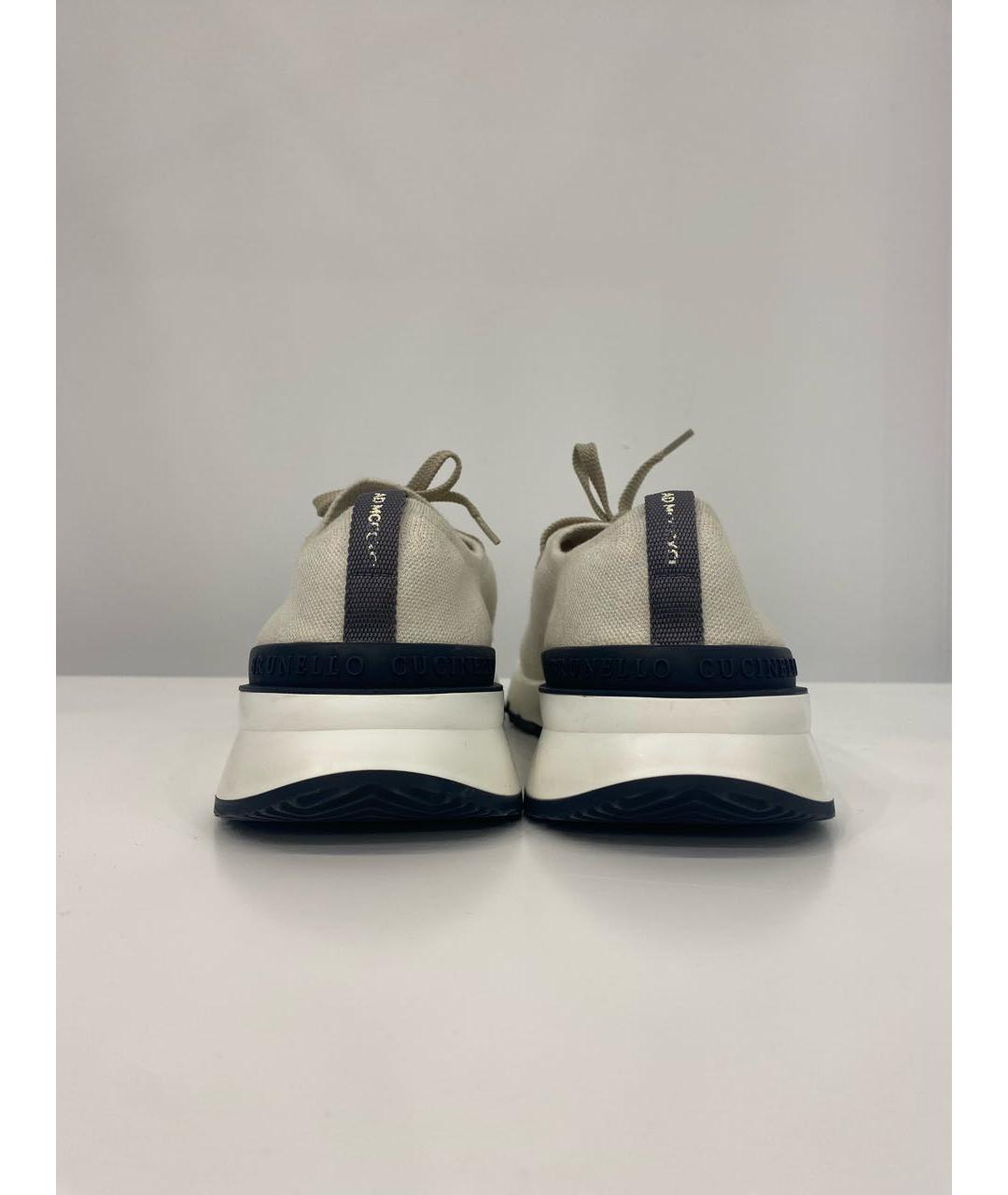 BRUNELLO CUCINELLI Бежевые текстильные низкие кроссовки / кеды, фото 4