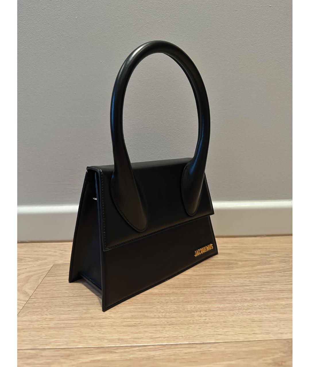 JACQUEMUS Черная кожаная сумка через плечо, фото 2