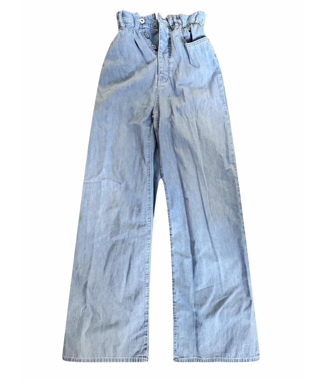 MIU MIU Голубые хлопковые джинсы клеш, фото 1