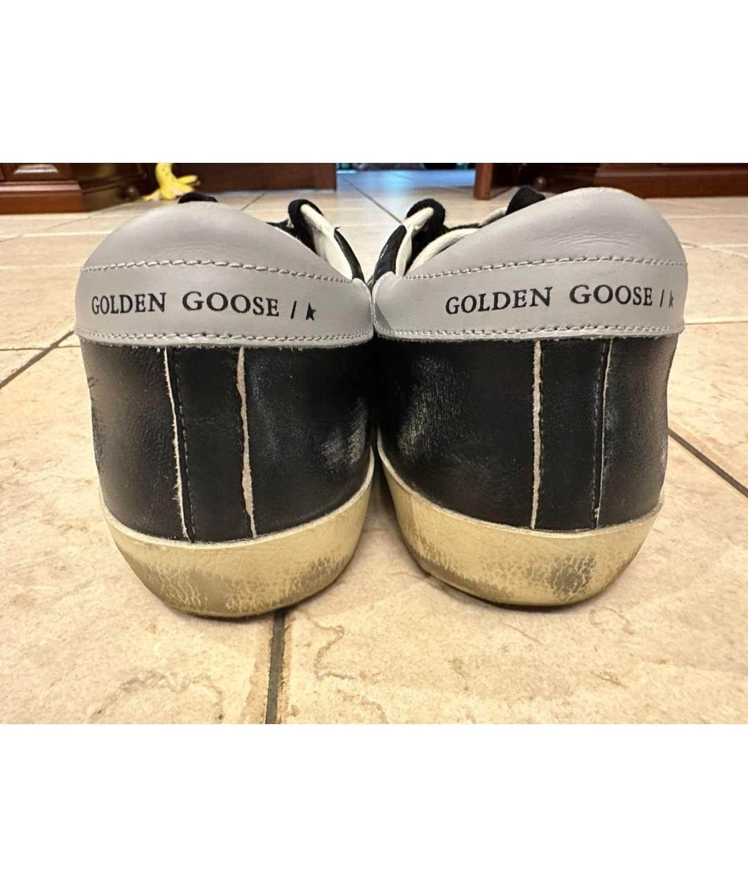 GOLDEN GOOSE DELUXE BRAND Черные кожаные низкие кроссовки / кеды, фото 4