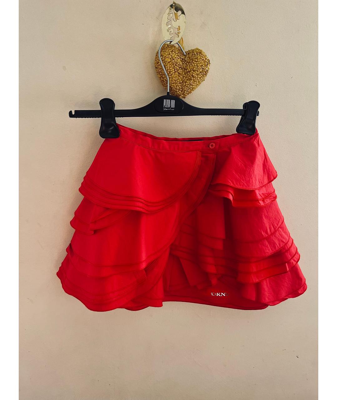 DKNY Красная хлопковая юбка, фото 6
