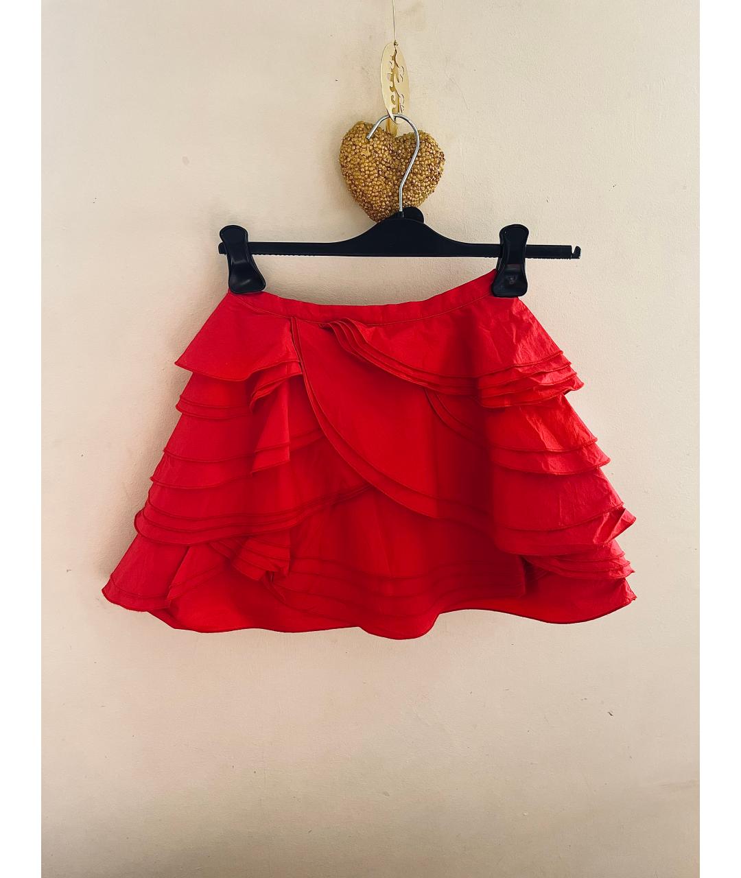 DKNY Красная хлопковая юбка, фото 2