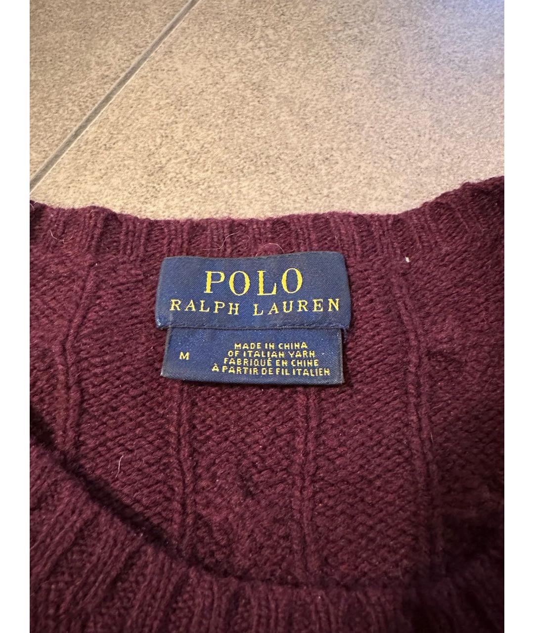 POLO RALPH LAUREN Бордовый шерстяной джемпер / свитер, фото 4