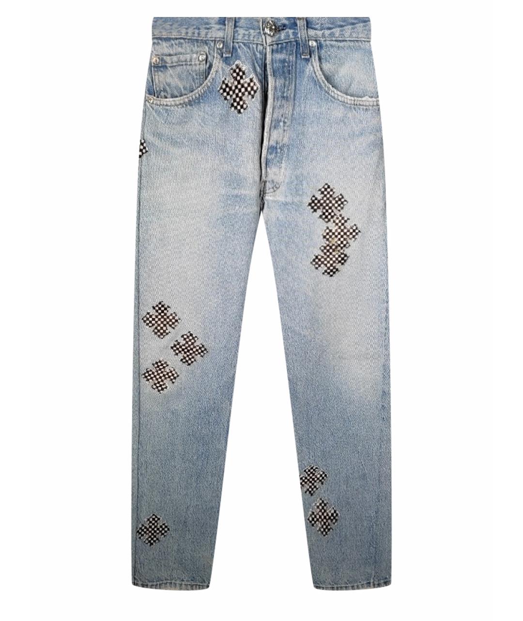 CHROME HEARTS Голубые хлопковые прямые джинсы, фото 1