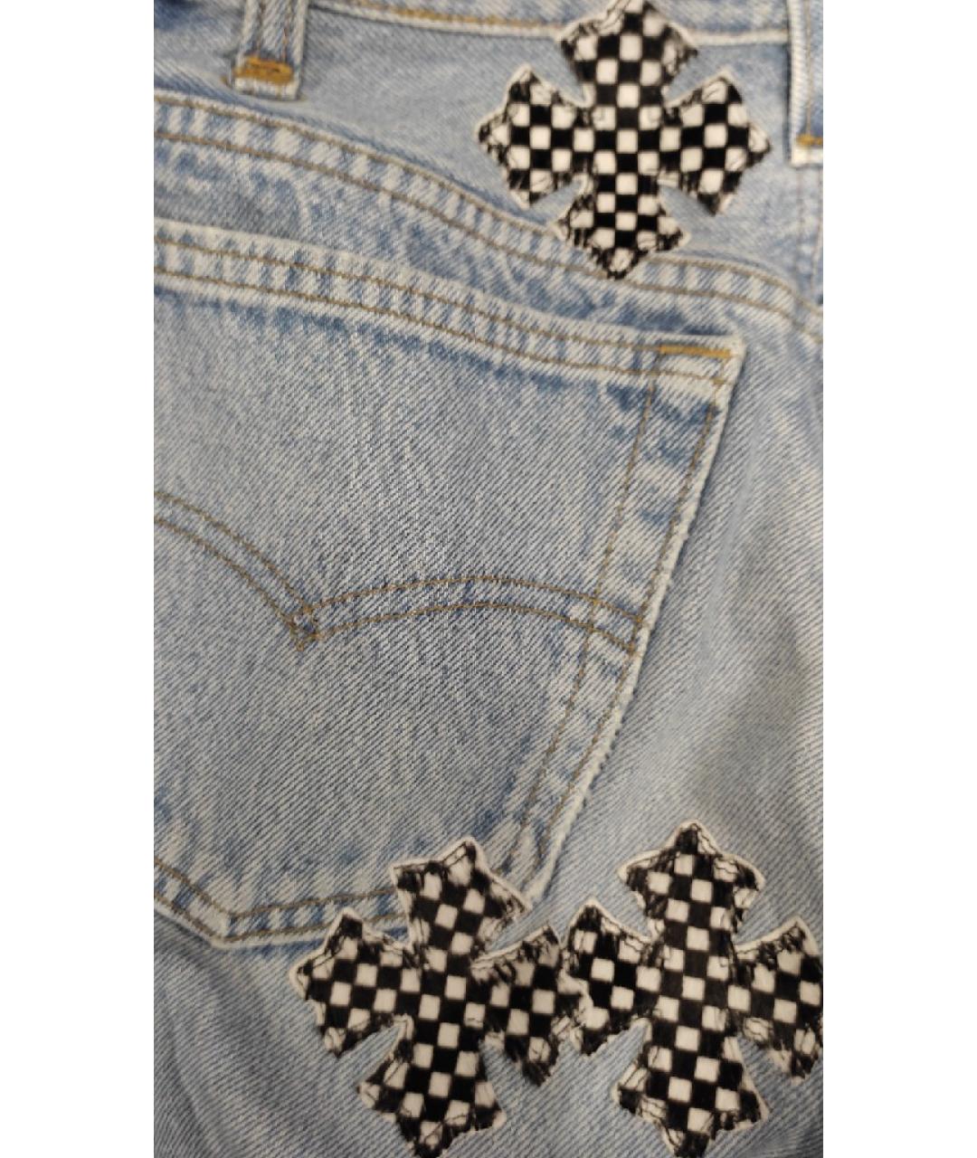 CHROME HEARTS Голубые хлопковые прямые джинсы, фото 4