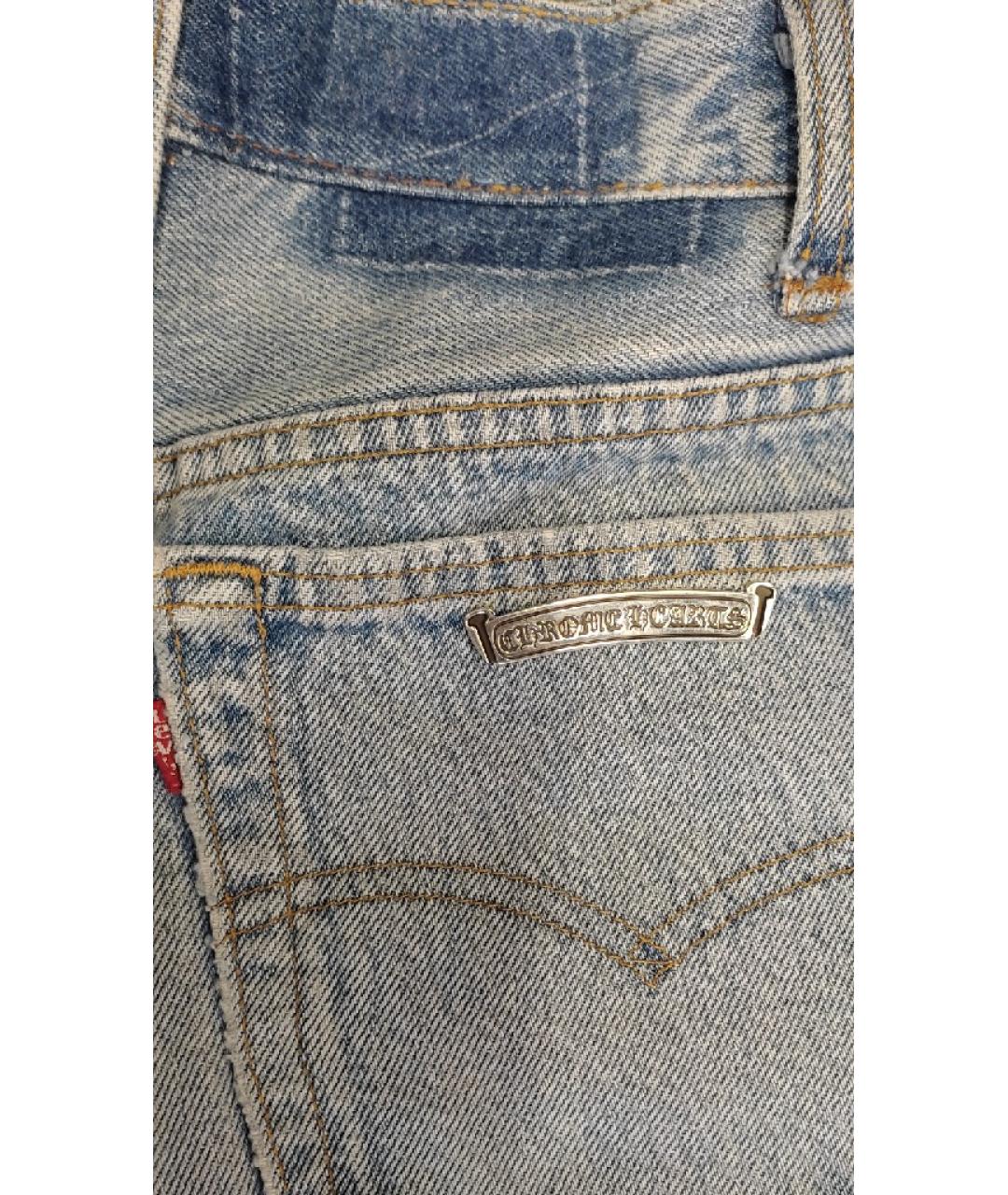 CHROME HEARTS Голубые хлопковые прямые джинсы, фото 3