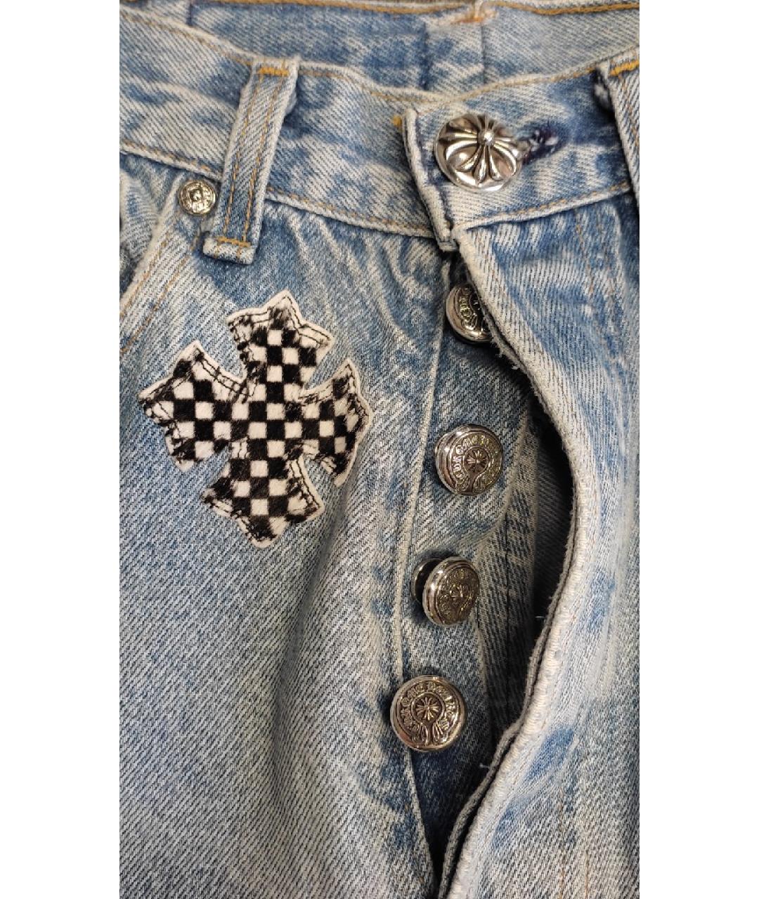 CHROME HEARTS Голубые хлопковые прямые джинсы, фото 5