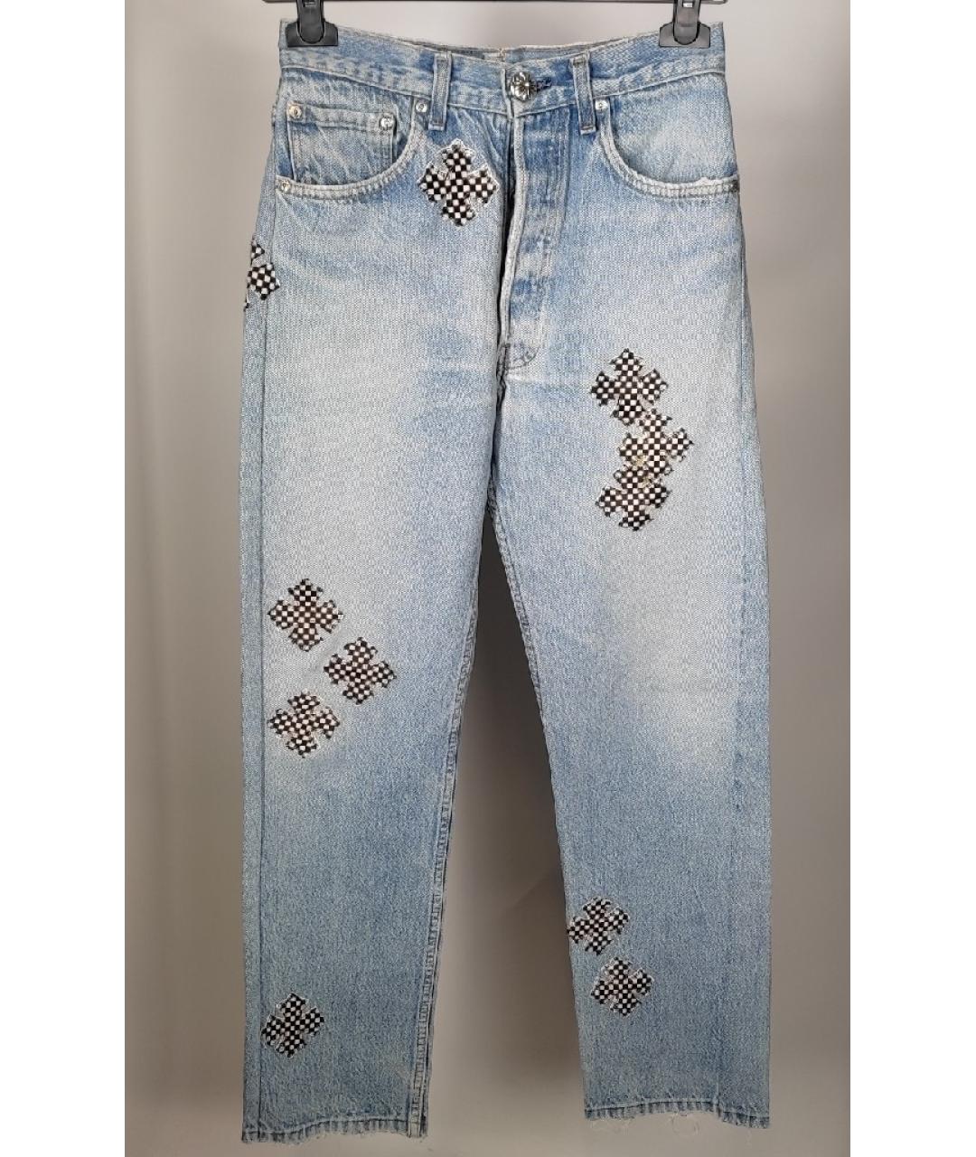 CHROME HEARTS Голубые хлопковые прямые джинсы, фото 9
